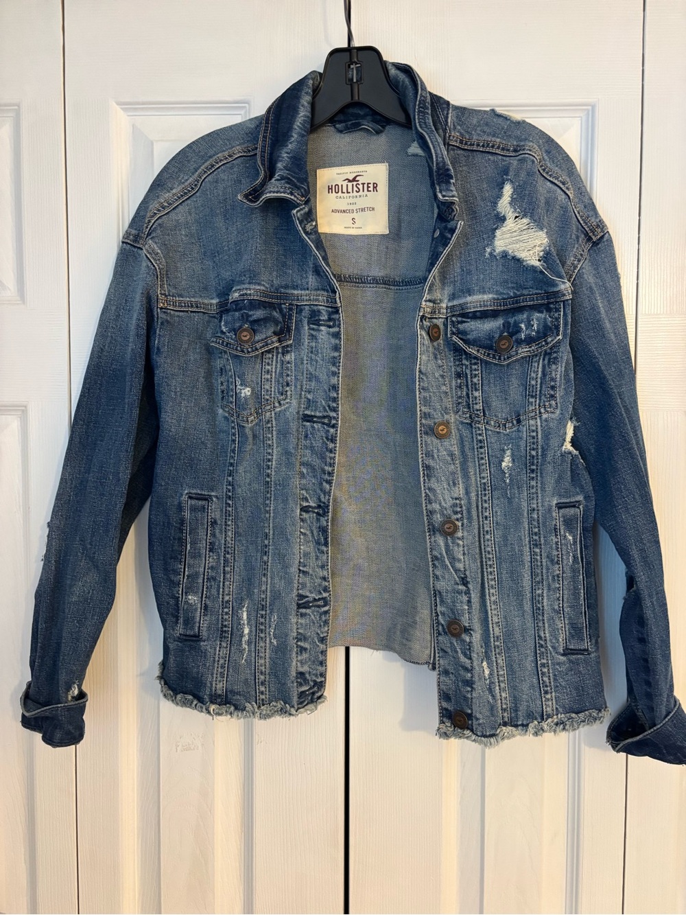 Hollister Medium Blue Distressed Denim Jacket